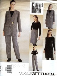 2046 vogue ADRI PANEL JACKET,  DRESS, TOP, TAPER SKIRT,  PANTS PATTERN 20-24 uncut